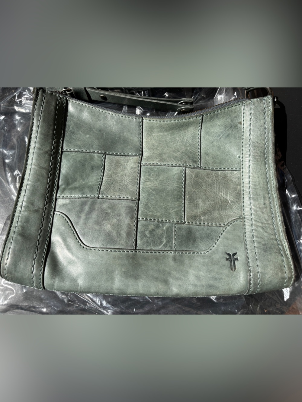 Frye Sage Green-blue Patchwork Leather Shoulder Bag